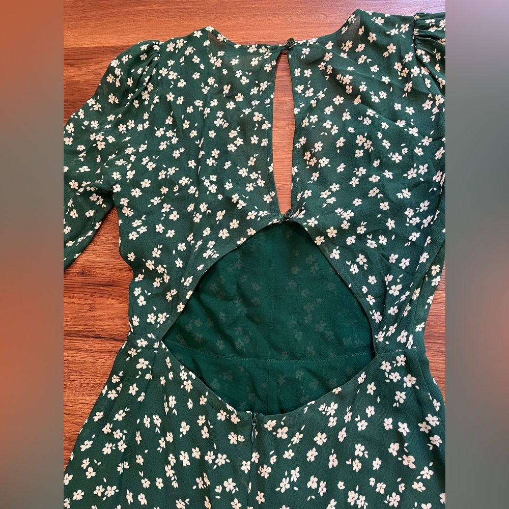 REFORMATION Joy Dress Annette Print Green White Ditsy Floral Open Back Women's 0 - Picture 8 of 16
